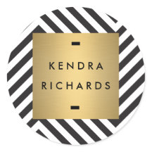 Retro Black en White Pattern Gold Name Logo