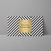 Retro Black en White Pattern Gold Name Logo Visitekaartje