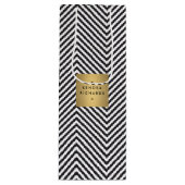 Retro Black en White Pattern Gold Name Logo Wine Wijn Cadeautas (Voorkant)