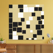 Retro Black en White Pattern naadloze kunst Canvas Afdruk (Insitu (Woonkamer))