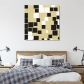 Retro Black en White Pattern naadloze kunst Canvas Afdruk (Insitu (Slaapkamer))