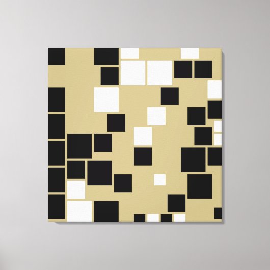 Retro Black en White Pattern naadloze kunst Canvas Afdruk (Voorkant)