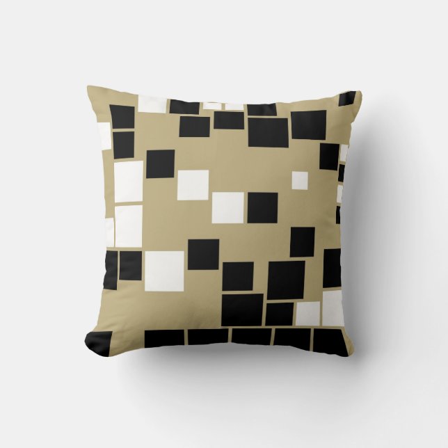 Retro Black en White Pattern naadloze kunst Kussen (Voorkant)