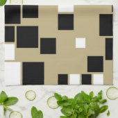 Retro Black en White Pattern naadloze kunst Theedoek (Gevouwen)