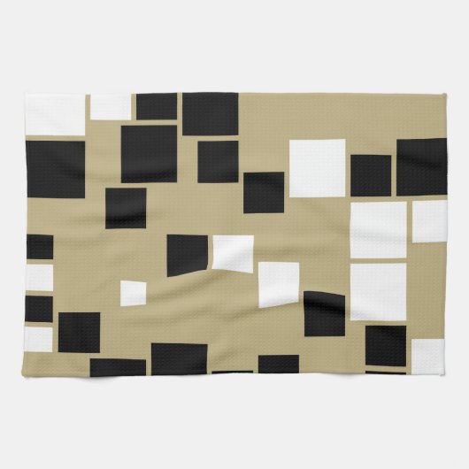 Retro Black en White Pattern naadloze kunst Theedoek (Horizontaal)