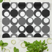 Retro Black en White Pattern Theedoek (Gevouwen)