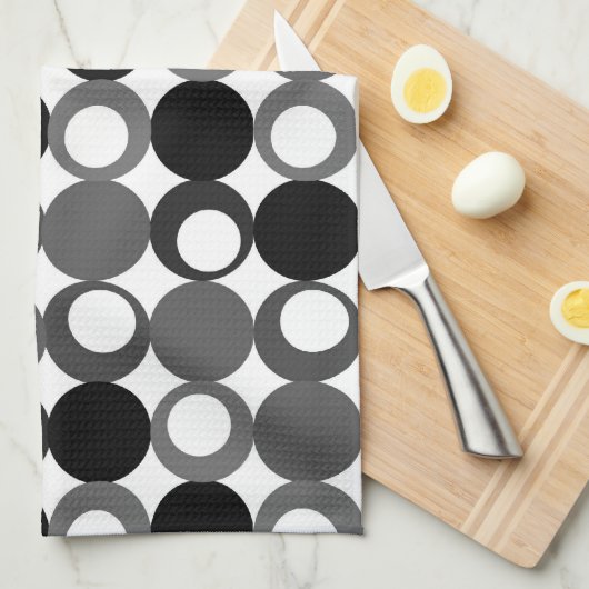Retro Black en White Pattern Theedoek (Quarter Fold)
