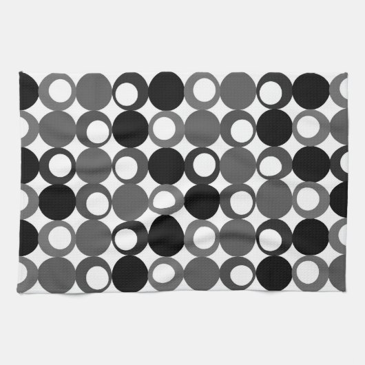 Retro Black en White Pattern Theedoek (Horizontaal)