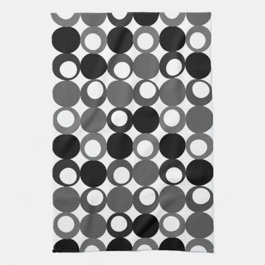 Retro Black en White Pattern Theedoek (Verticaal)