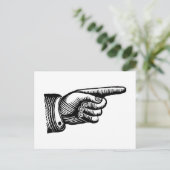 Retro Black en White Pointing Finger Briefkaart (Staand voorkant)