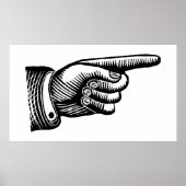 Retro Black en White Pointing Finger Poster (Voorkant)