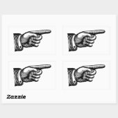 Retro Black en White Pointing Finger Rechthoekige Sticker (Vel)