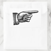 Retro Black en White Pointing Finger Rechthoekige Sticker (Tas)