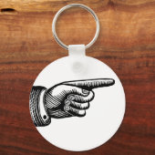 Retro Black en White Pointing Finger Sleutelhanger (Voorkant)