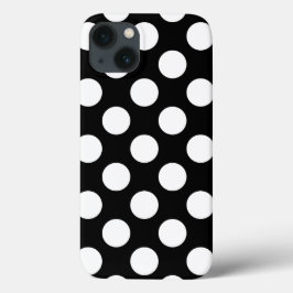 Retro Black en White Polka Dot iPhone 13 Hoesje
