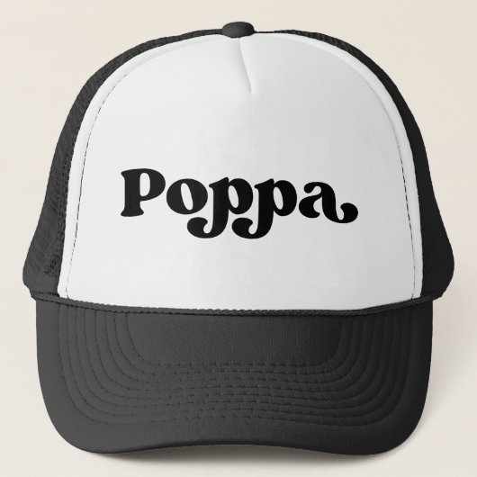 Retro Black en White Poppa Trucker Pet (Voorkant)