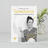 Retro Black en White Sparkle Afstuderen Folie Uitnodiging (Staand Voorkant)