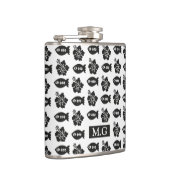 Retro Black en White Tiki Pattern Monogram Heupfles (Rechts)