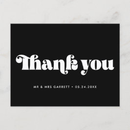 Retro Black en White Wedding Bedankt Briefkaart