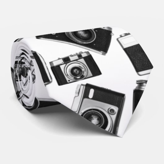 RETRO BLACK EN WITTE FOTO CAMERAS MOTIF STROPDAS (Opgerold)