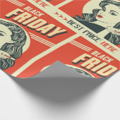 Retro Black Friday Pop Art Pin-Up Girl Cadeaupapier (Hoek)