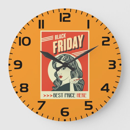 Retro Black Friday Pop Art Pin-Up Girl Grote Klok (Voorkant)