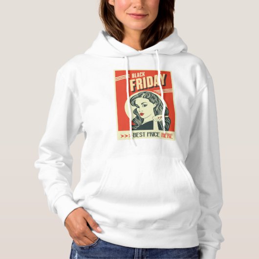 Retro Black Friday Pop Art Pin-Up Girl Hoodie (Voorkant)