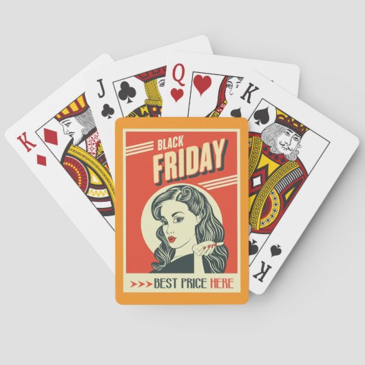 Retro Black Friday Pop Art Pin-Up Girl Pokerkaarten (Achterkant)