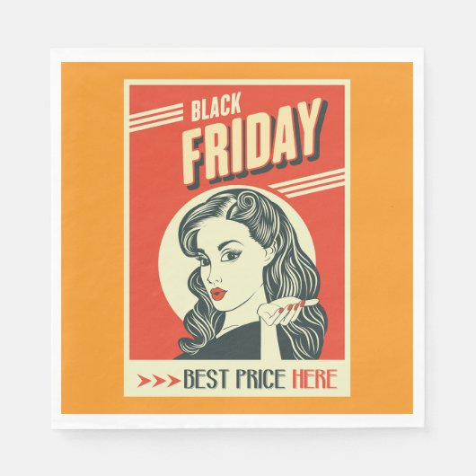 Retro Black Friday Pop Art Pin-Up Girl Servet (Voorkant)