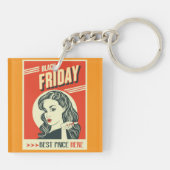 Retro Black Friday Pop Art Pin-Up Girl Sleutelhanger (Achterkant)