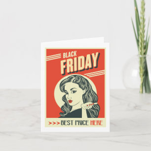 Retro Black Friday Pop Art Pin-Up Meisje Kaart
