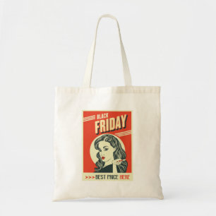 Retro Black Friday Pop Art Pin-Up Meisje Tote Bag