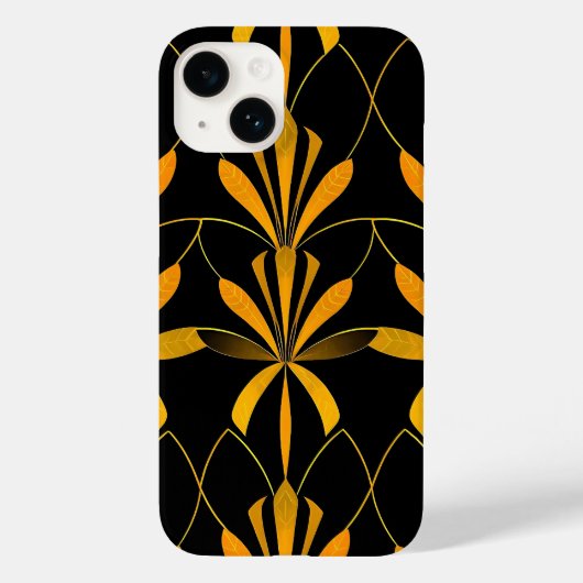 Retro Black Gold Floral Pattern iPhone Case (Achterkant)