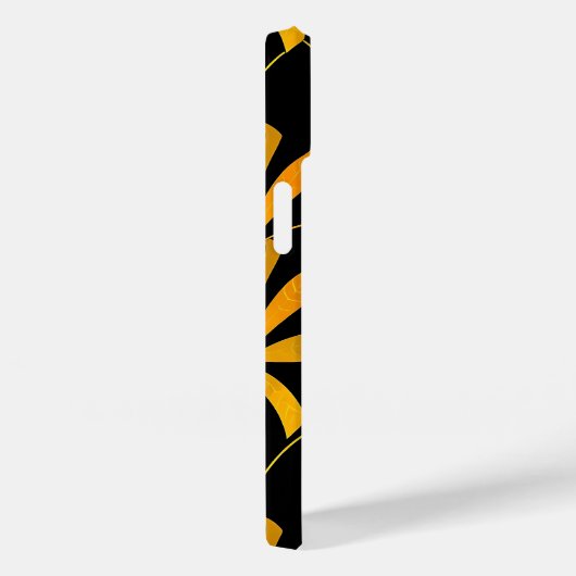 Retro Black Gold Floral Pattern iPhone Case (Achterkant / Rechts)