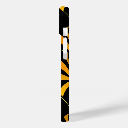 Retro Black Gold Floral Pattern iPhone Case (Achterkant / Links)