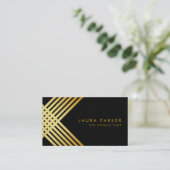 Retro Black Gold Geometrical Finance Construction Visitekaartje (Staand voorkant)