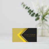 Retro Black Gold Geometrical Finance Construction Visitekaartje (Staand voorkant)