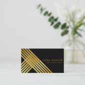 Retro Black Gold Geometrical Finance Construction Visitekaartje (Staand voorkant)