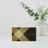 Retro Black Gold Geometrical Finance Construction Visitekaartje (Staand voorkant)