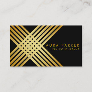 Retro Black Gold Geometrical Finance Construction Visitekaartje