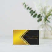 Retro Black Gold Geometrical Finance Construction Visitekaartje (Staand voorkant)