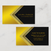 Retro Black Gold Geometrical Finance Construction Visitekaartje (Voorkant / Achterkant)