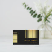 Retro Black Gold Geometrical Finance Construction Visitekaartje (Staand voorkant)