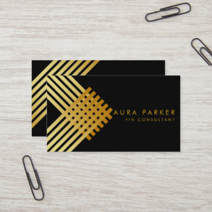 Retro Black Gold Geometrical Finance Construction Visitekaartje