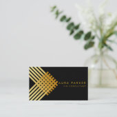 Retro Black Gold Geometrical Finance Construction Visitekaartje (Staand voorkant)