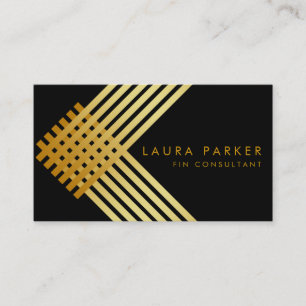 Retro Black Gold Geometrical Finance Construction Visitekaartje