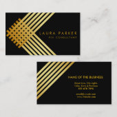 Retro Black Gold Geometrical Finance Construction Visitekaartje (Voorkant / Achterkant)
