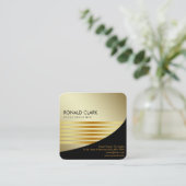 Retro Black Gold Metal Computer Financial Services Vierkante Visitekaartje (Staand voorkant)