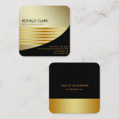 Retro Black Gold Metal Computer Financial Services Vierkante Visitekaartje (Voorkant / Achterkant)