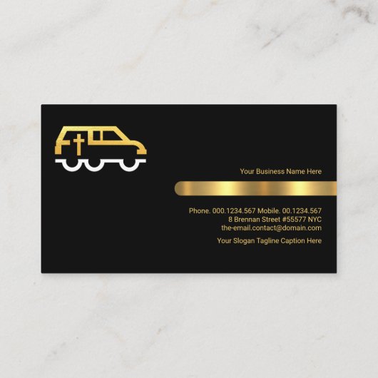 Retro Black Gold Stripe Line Memorial Service Visitekaartje (Achterkant)